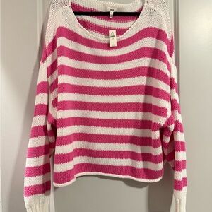 Aeri Pink and White Striped Women's Sweater